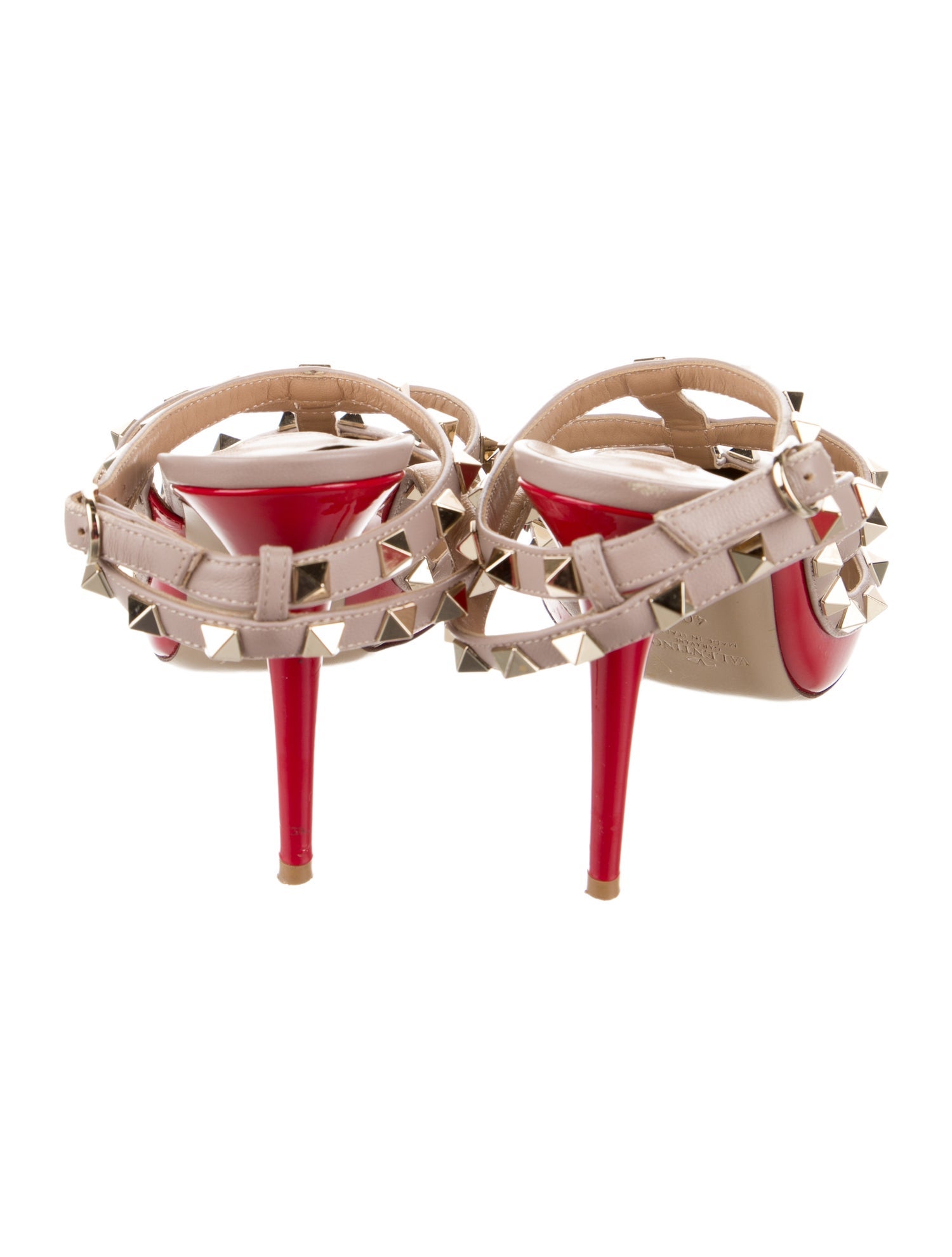 Valentino Rockstud Accents Patent Leather T-Strap Pumps